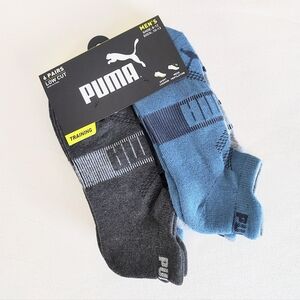 Puma Training Men's Large 8-12 Low Cut Socks Blue Gray 6 Pairs Ankle Pack Bundle